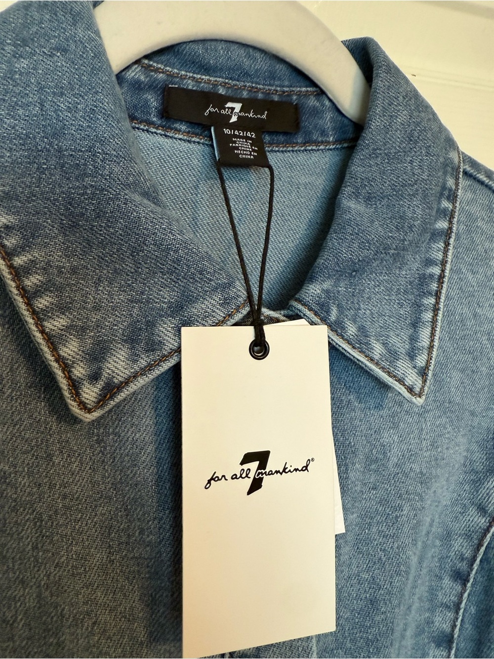 7 For All Mankind Denim Drop Waist Midi Dress NWT Size 10 - Picture 5 of 6